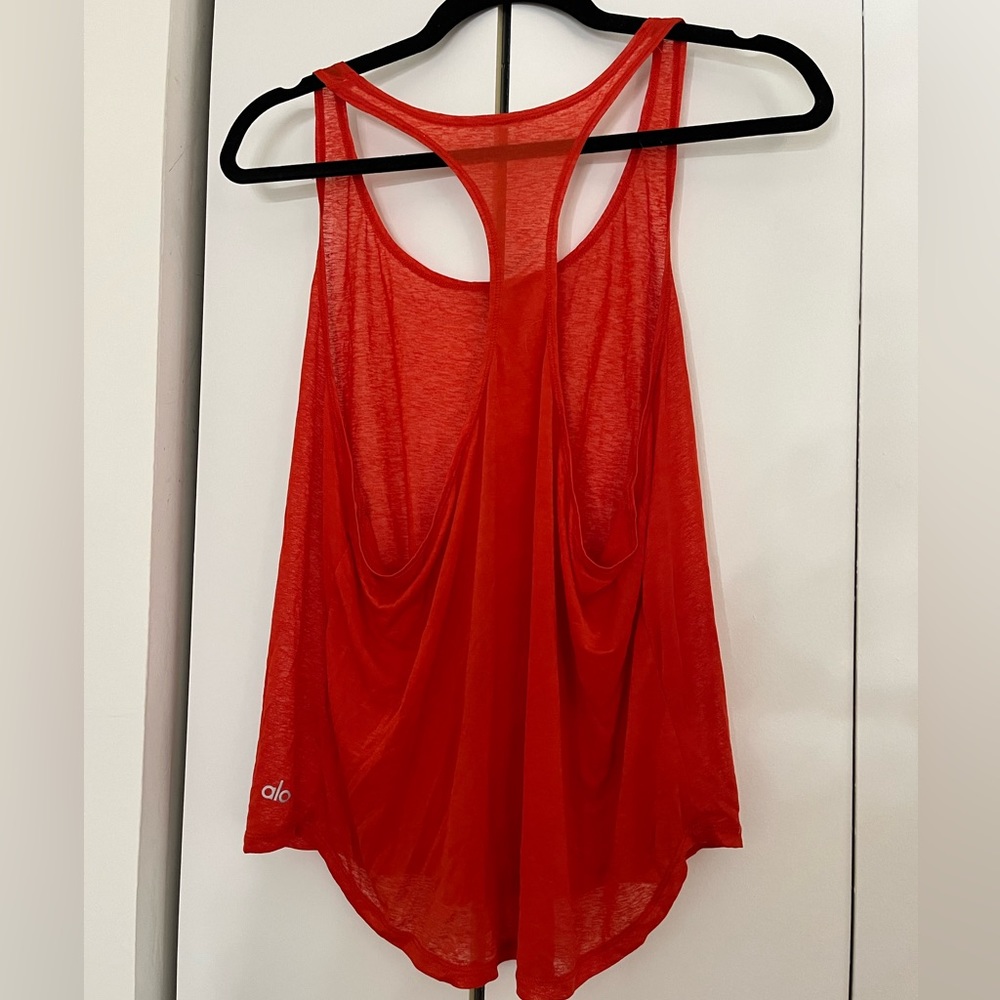 Alo yoga red sheer workout tank top